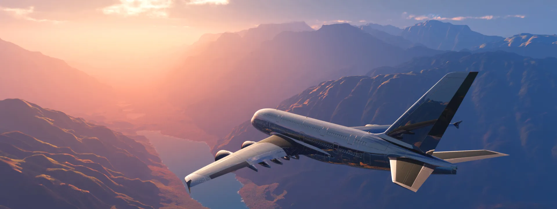 Flugzeug vor Sonnenaufgang